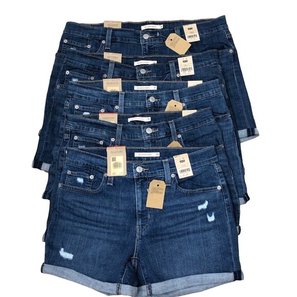 LEVIS WOMEN MID‎ LENGTH DISTRESSED DENIM  CUFFED SHORTS NEW WITH TAG - Picture 7 of 13